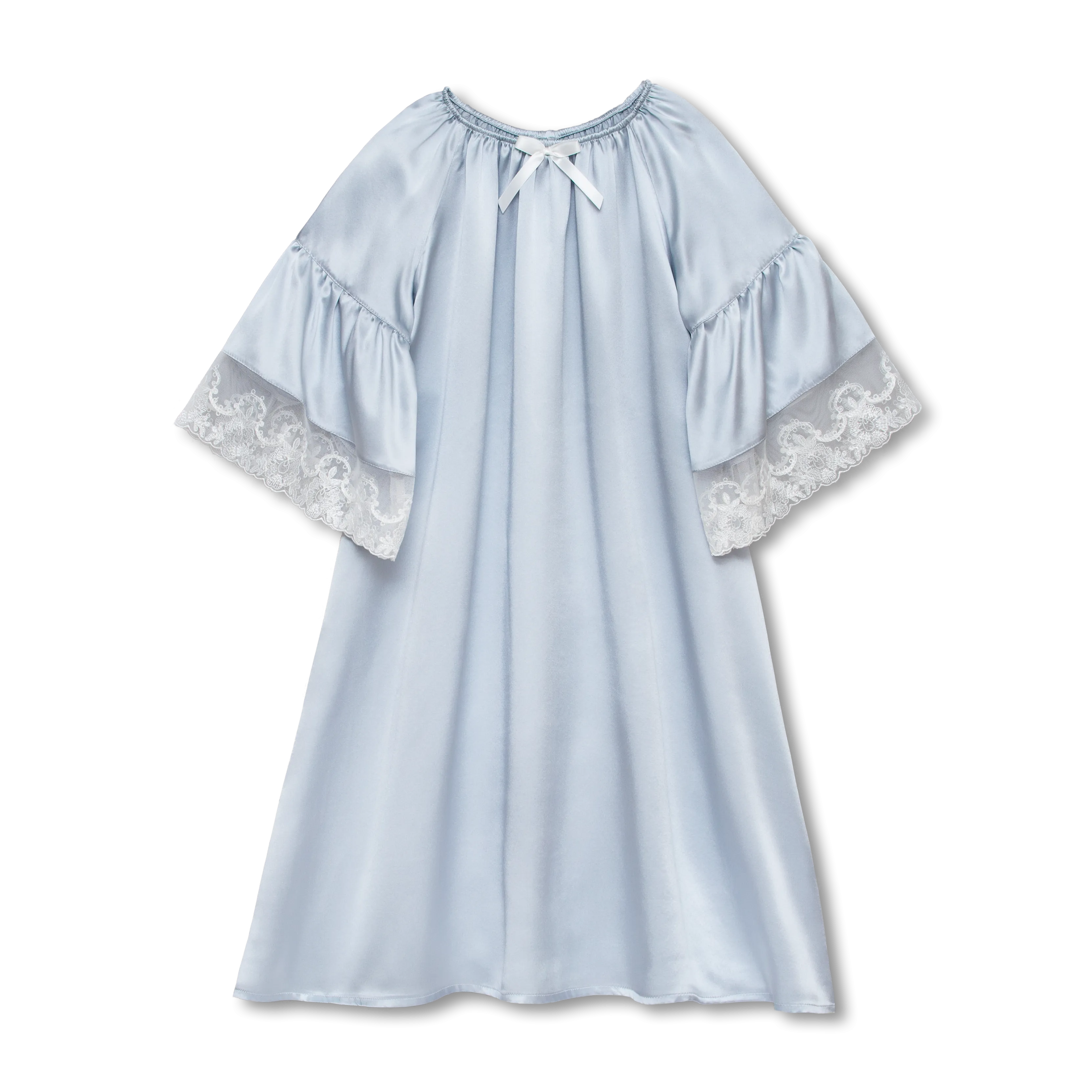 OFELIA - GIRLS SILK NIGHTDRESS ICE BLUE