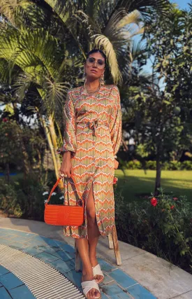 Patterned Silk Kimono Dress