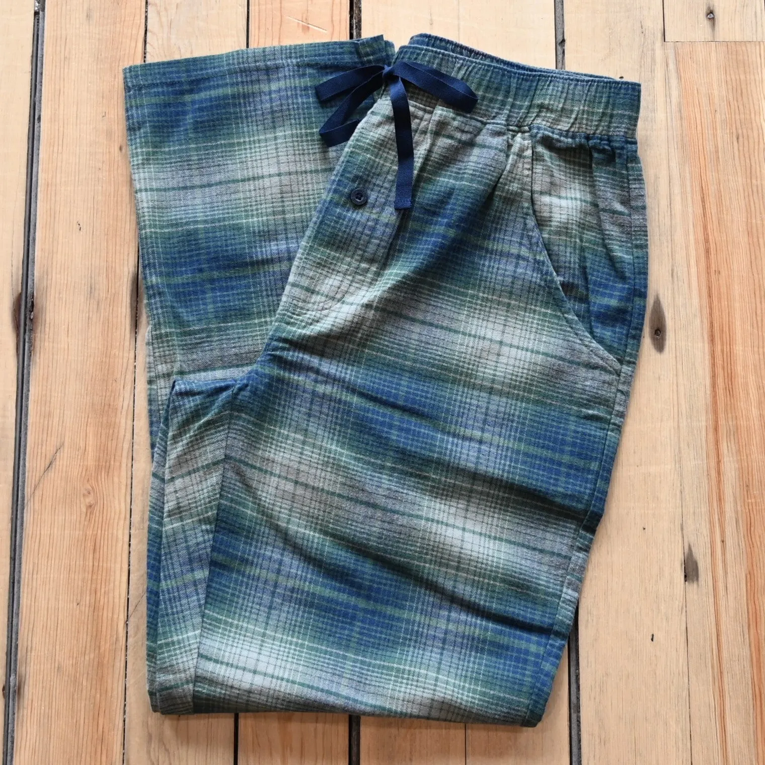 Pendleton Men's Pajama Pant in Blue Green Grey Plaid