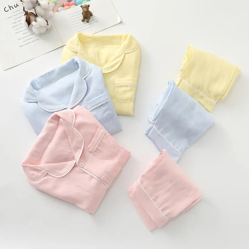 Pink Kids Cotton Gauze Pajama Set