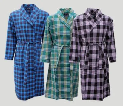 Plaid Flannel Shawl Collar Robe