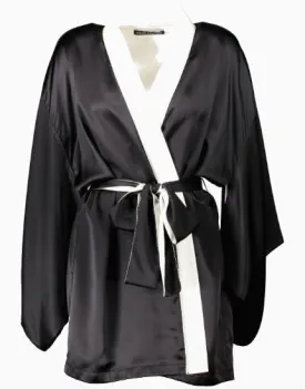Portia Black & Ivory Silk Kimono