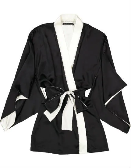 Portia Black & Ivory Silk Kimono