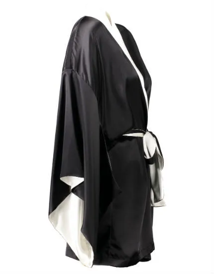 Portia Black & Ivory Silk Kimono