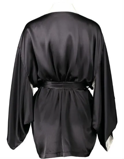 Portia Black & Ivory Silk Kimono