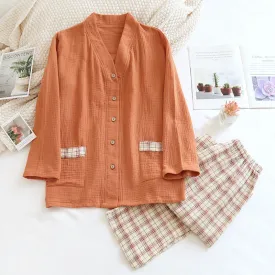 Pure Cotton Conrast Pocket Pajama Set