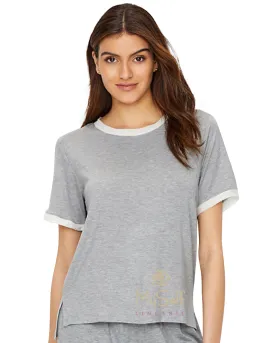 Q80827 Chiffon Trimmed Modal Pajama Shirt