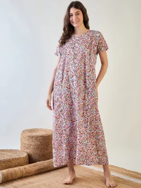 Red Floral Comfy Night Dress
