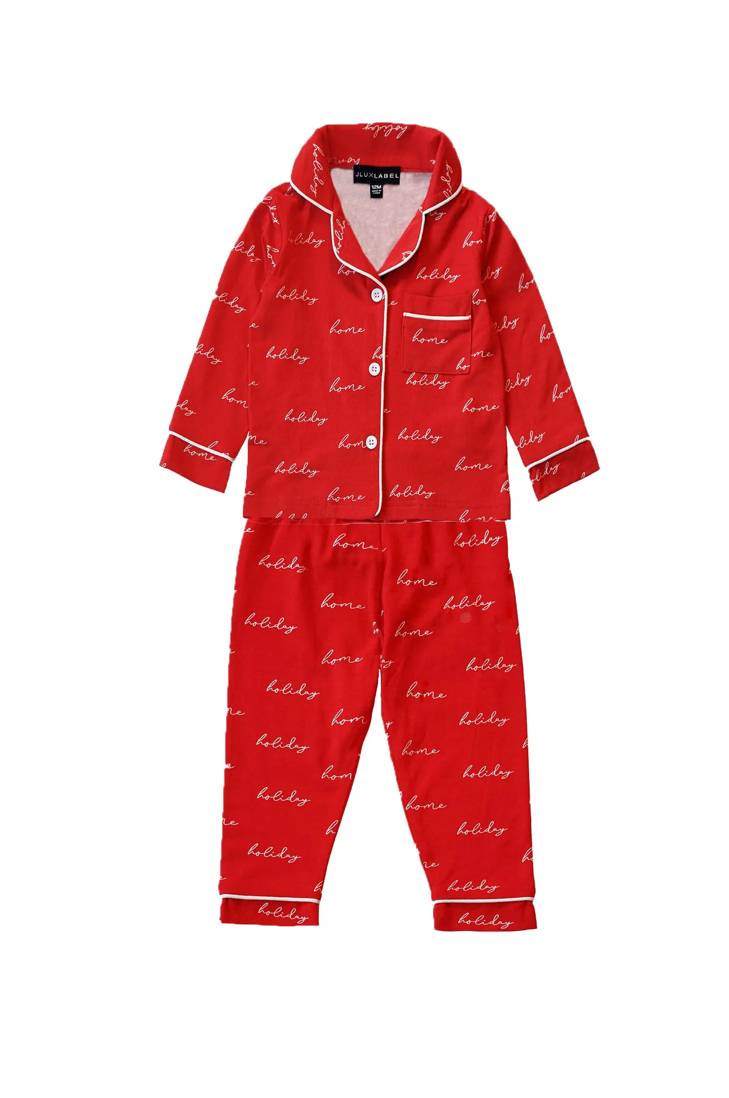 Red Home For The Holidays Kids Pajama Set