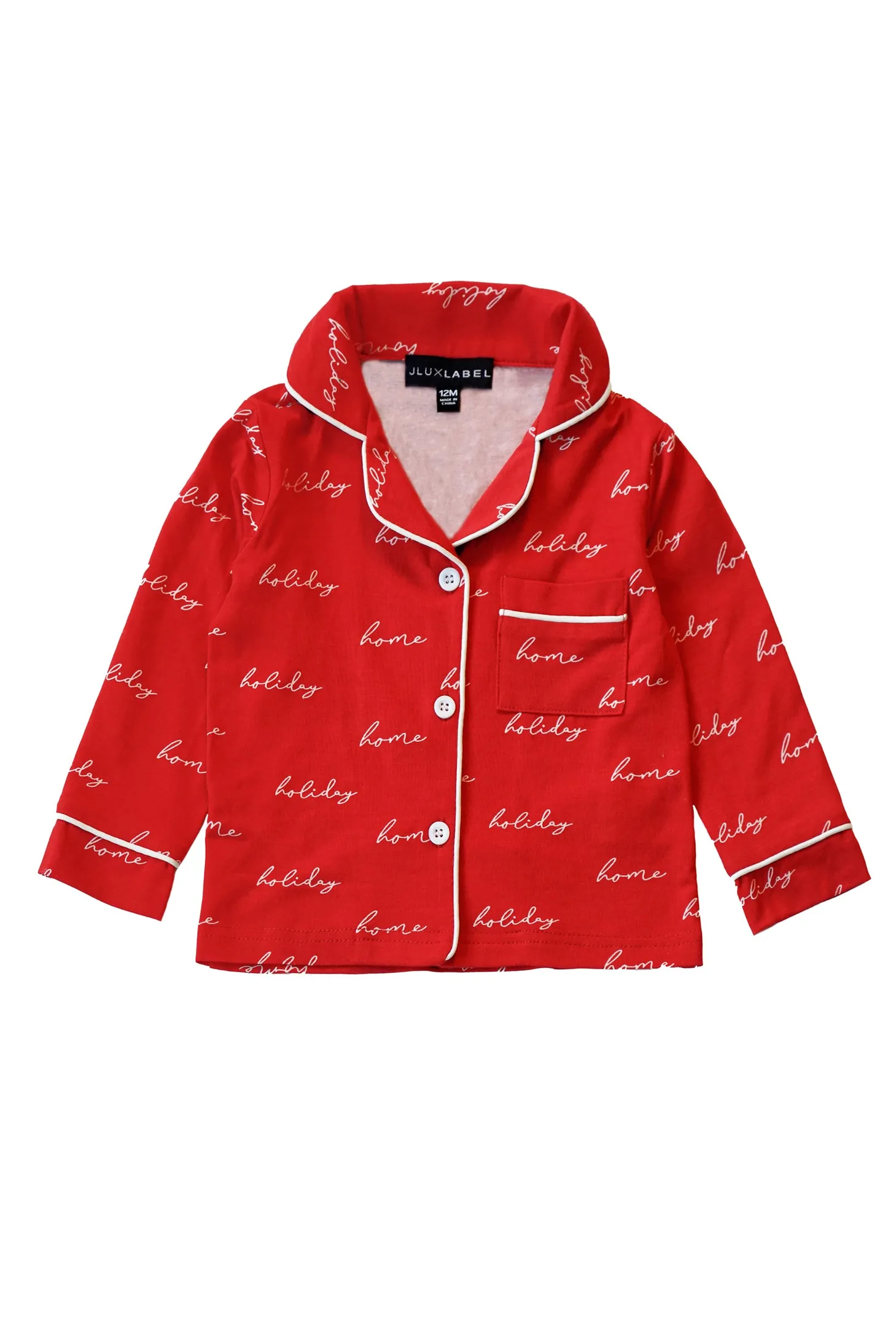 Red Home For The Holidays Kids Pajama Set