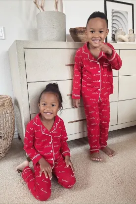 Red Home For The Holidays Kids Pajama Set