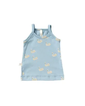 rib knit camisole CO - swans on dusty blue