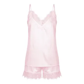 Satin Personalised Lace Camisole Set - Pink