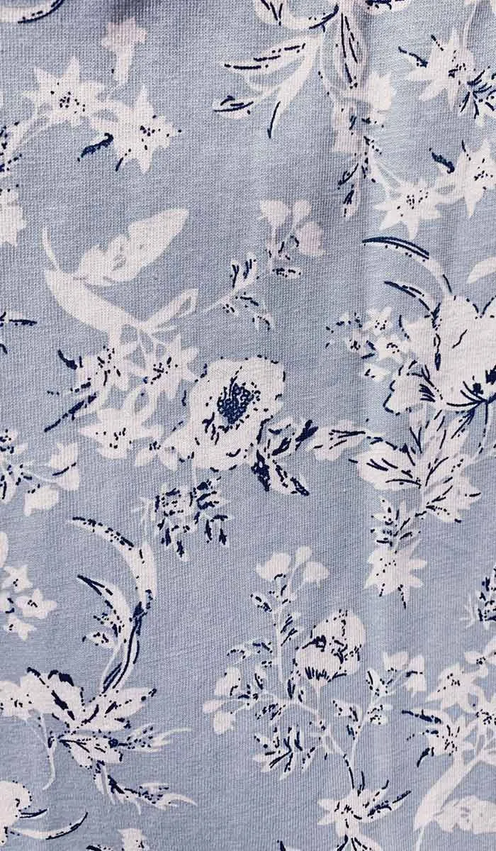 Schrank 100% Cotton Nightgown with Long Sleeve in Blue Floral Print Shelley SK202S