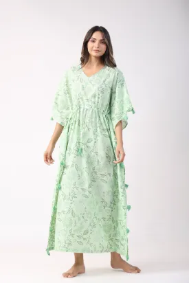 Serene Sage Cotton Kaftan