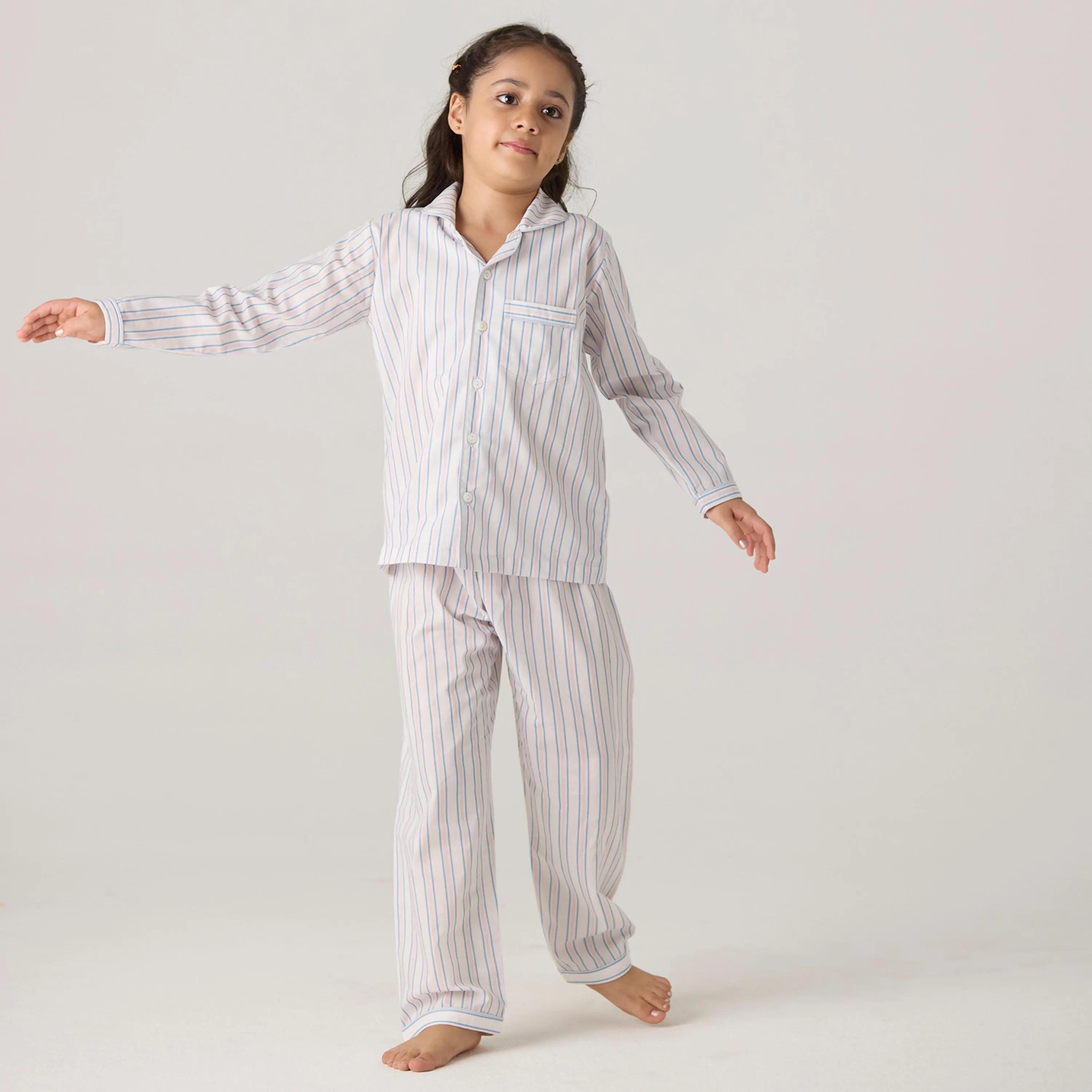 Serene Striped Pajama Set For Kids