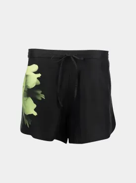 Silk Dreamscape Shorts Black Flower