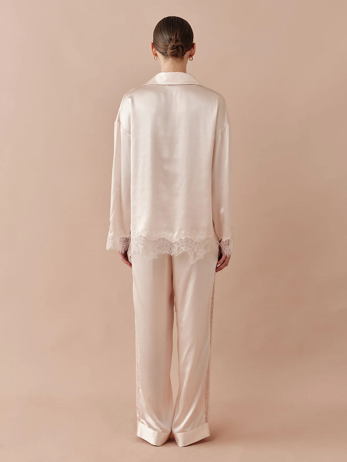 SILKINC Romantic Lace Patchwork Long Pajamas