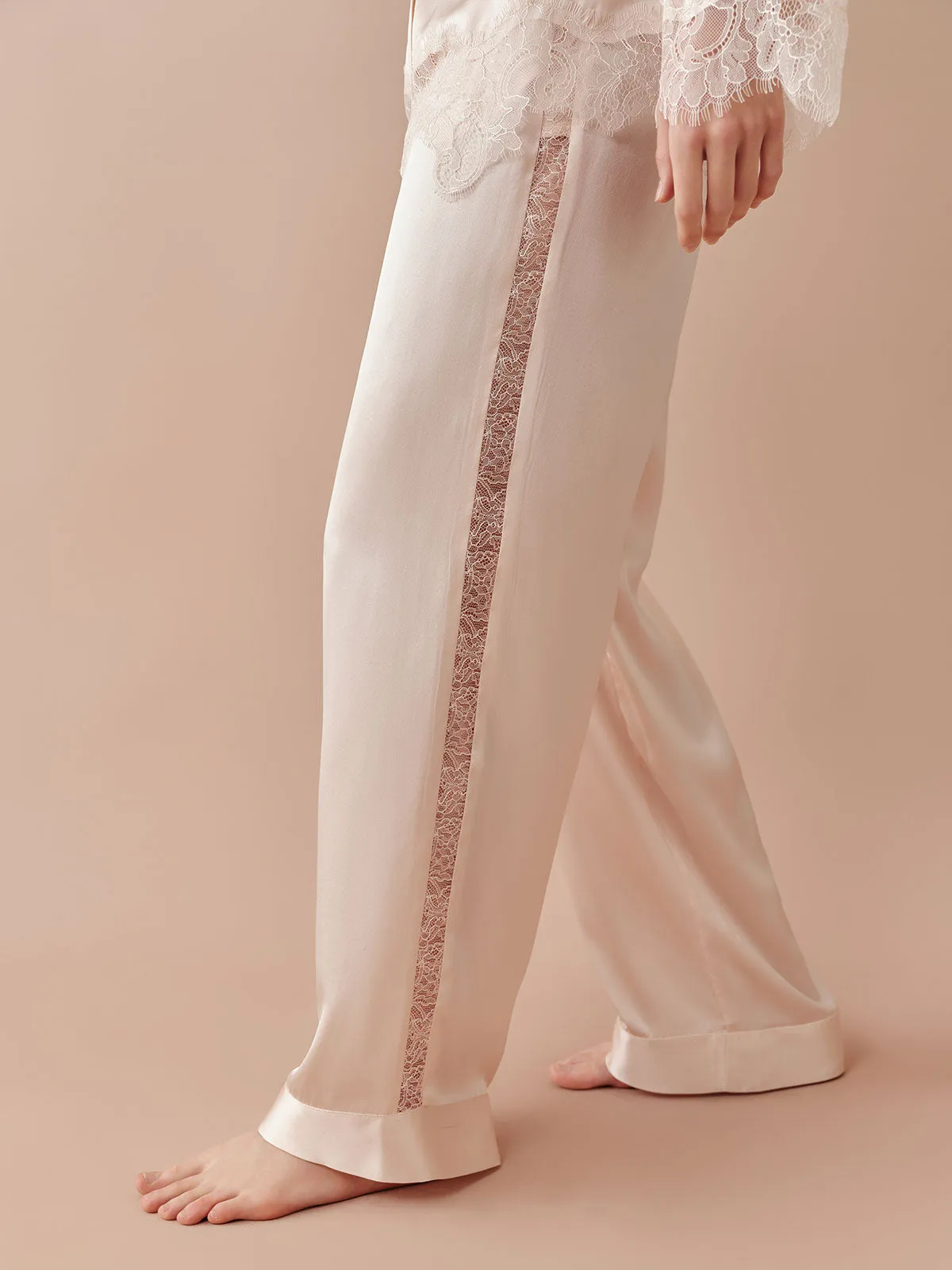 SILKINC Romantic Lace Patchwork Long Pajamas