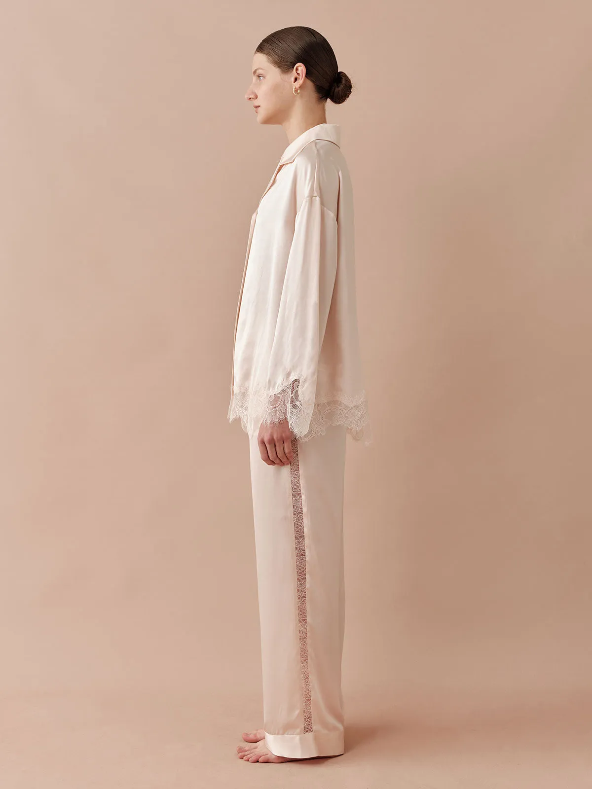 SILKINC Romantic Lace Patchwork Long Pajamas
