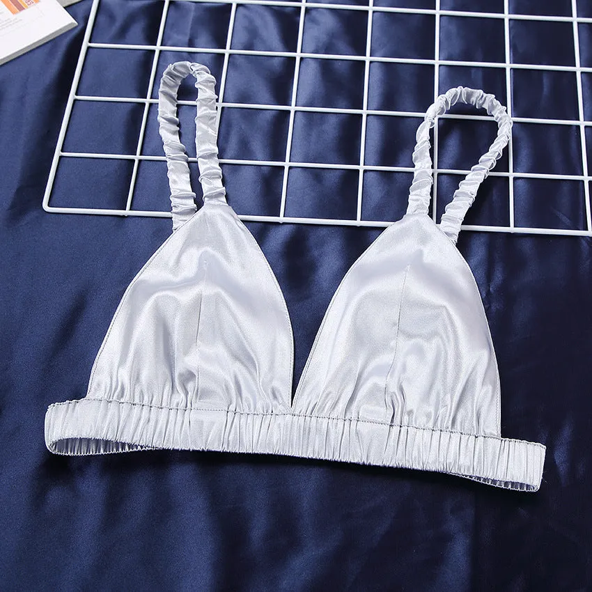 Silver Loose silk Satin 3PC Pajama Set