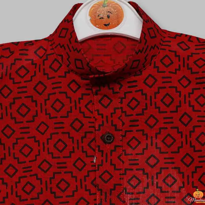 Solid Printed Boys Kurta Pajama