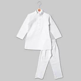 Solid White Kurta Pajama for Kids