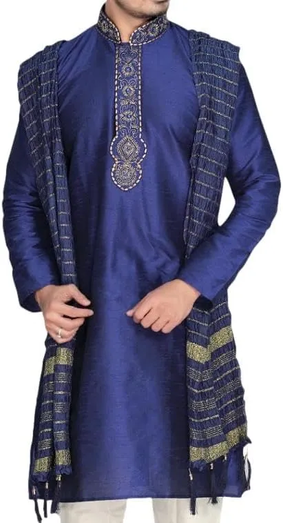Sonisha MKP9007 Men's Blue Kurta Pajama Set Wedding Kurta Pyjama Indian Party Suit