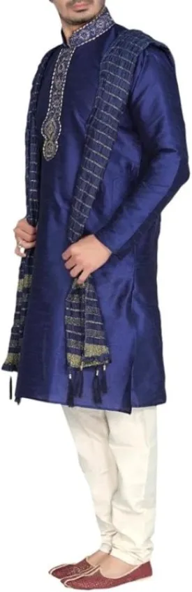 Sonisha MKP9007 Men's Blue Kurta Pajama Set Wedding Kurta Pyjama Indian Party Suit