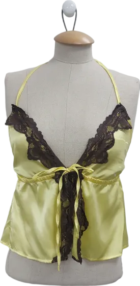 Susmie's Yellow Lace Trimmed Tie Front Top UK M
