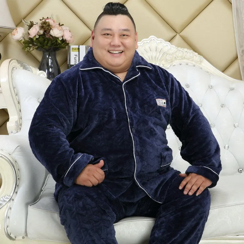 Thickened lapel long sleeve men's pajamas - Men's Pajama Set