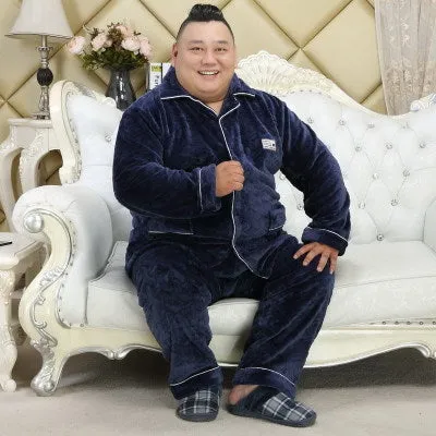 Thickened lapel long sleeve men's pajamas - Men's Pajama Set