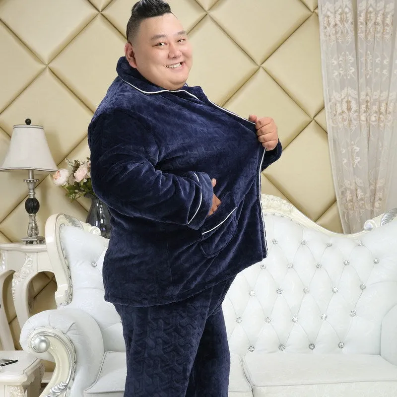 Thickened lapel long sleeve men's pajamas - Men's Pajama Set