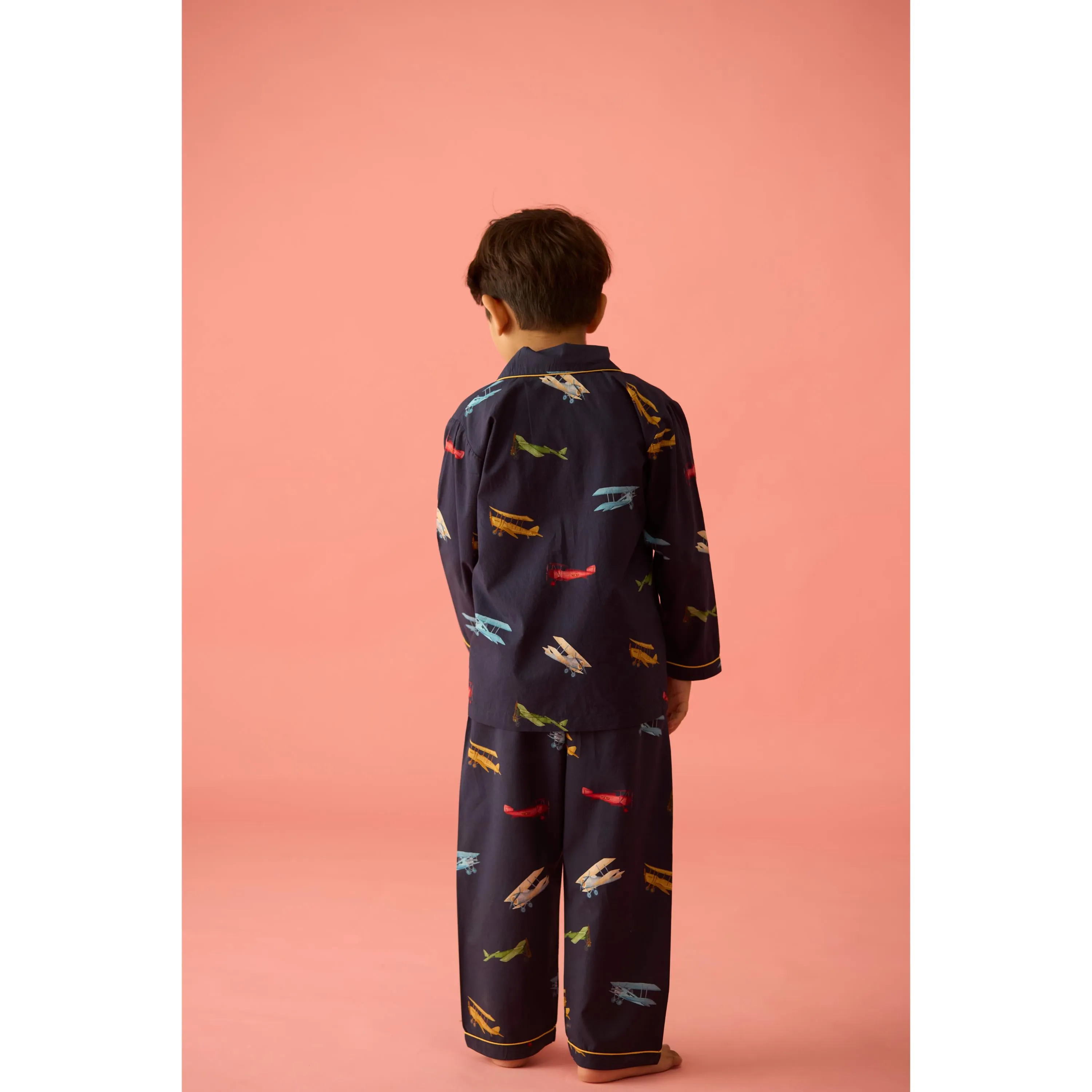 Vintage Planes Navy Pajama Set For Kids