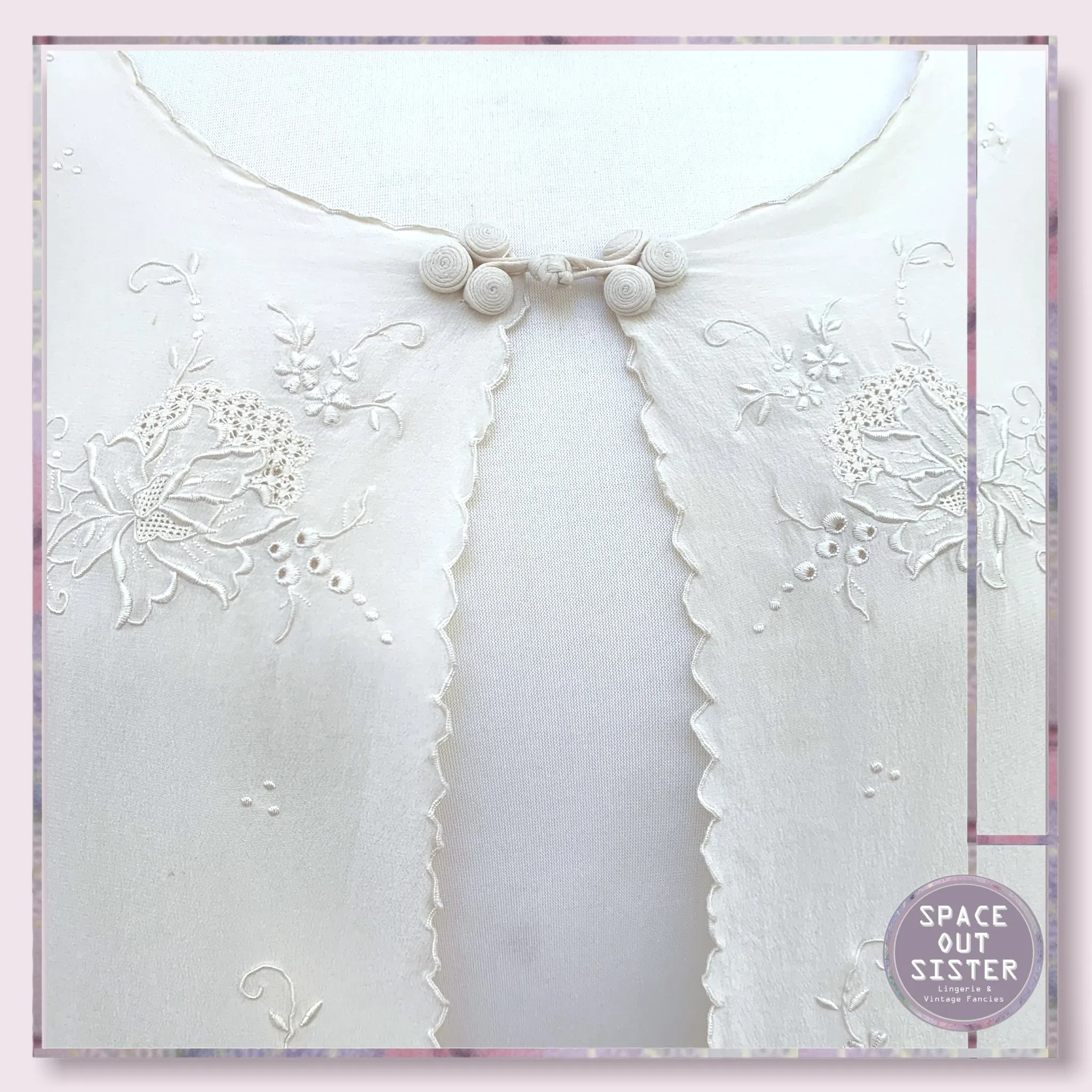 Vintage Silk Ivory Robe