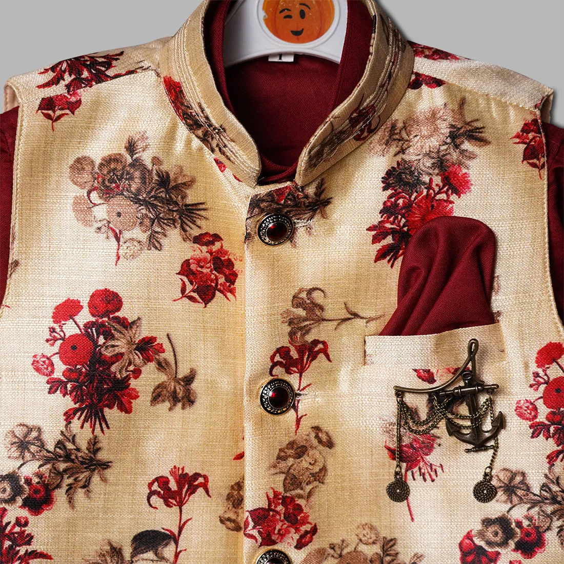 Wine Boys Pathani Kurta Pajama with Nehru Jacket