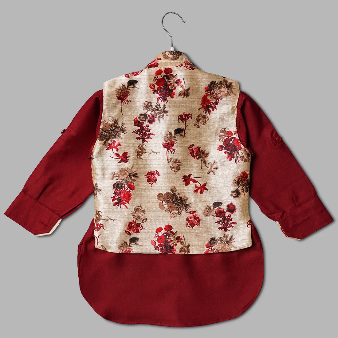 Wine Boys Pathani Kurta Pajama with Nehru Jacket
