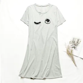 Women Summer Short Sleeve Casual Cartoon Long T-Shirt