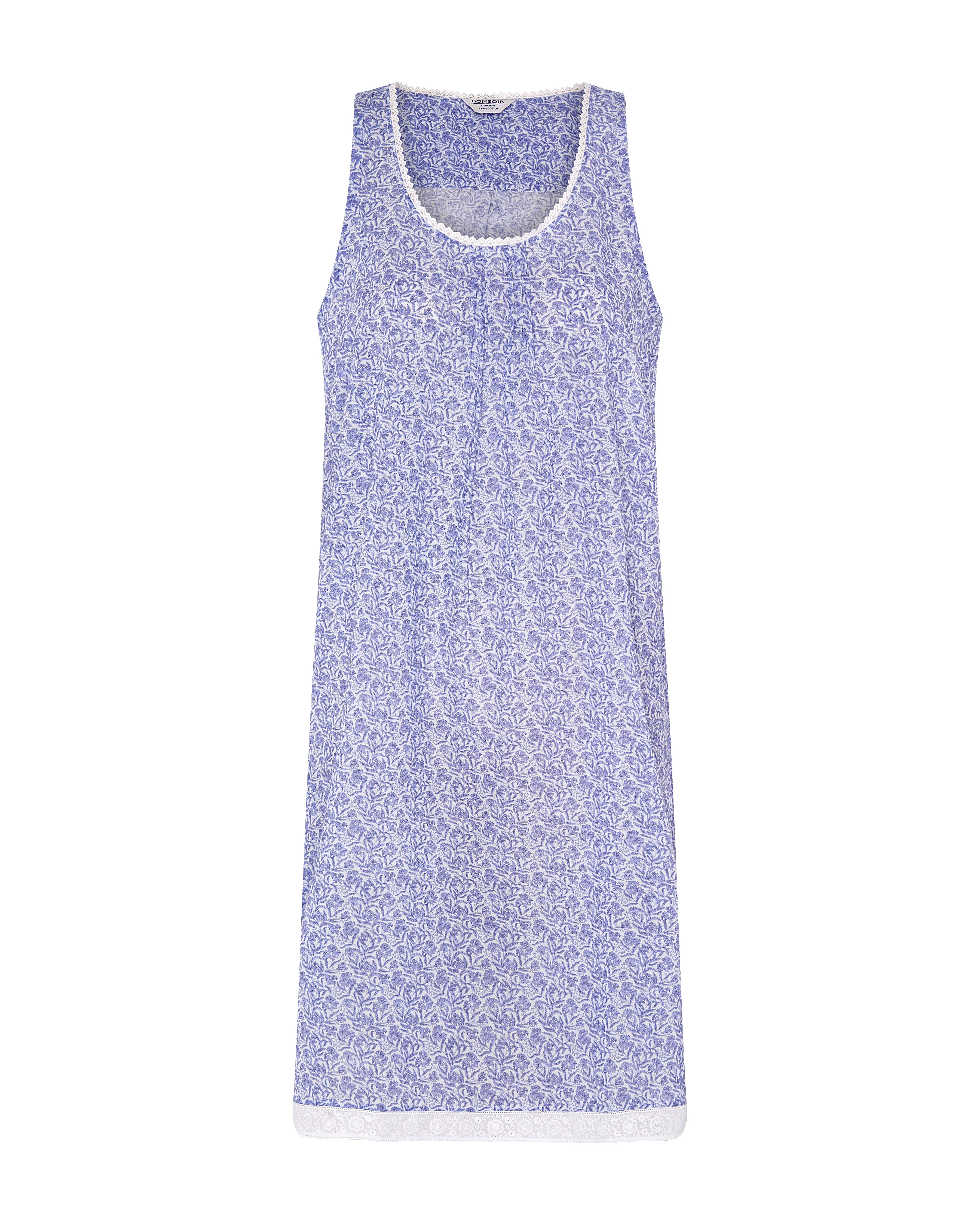 Women's Frances Short Nightdress With Lace Trim - Whitsbury Ditsy