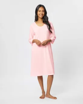 Women's French Pleat Midi Jersey Nightdress - Pink