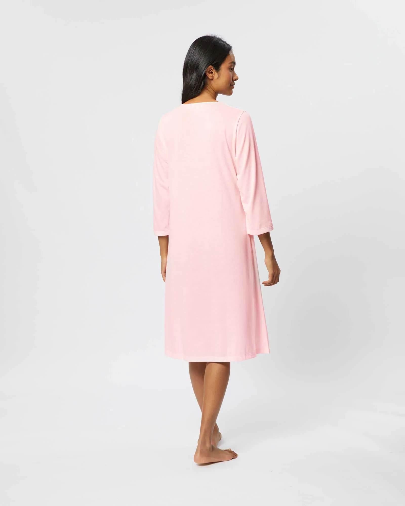 Women's French Pleat Midi Jersey Nightdress - Pink