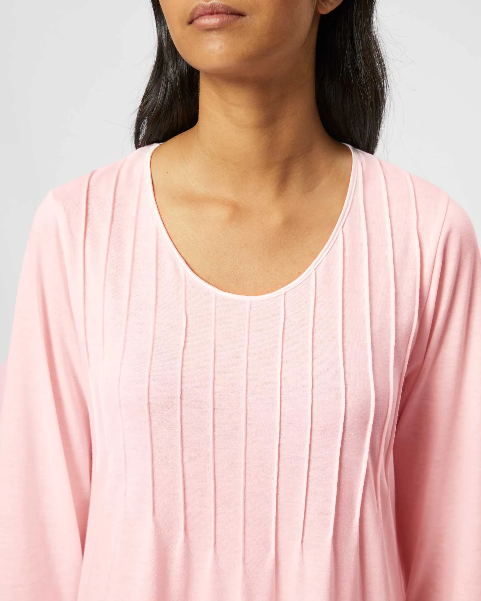 Women's French Pleat Midi Jersey Nightdress - Pink