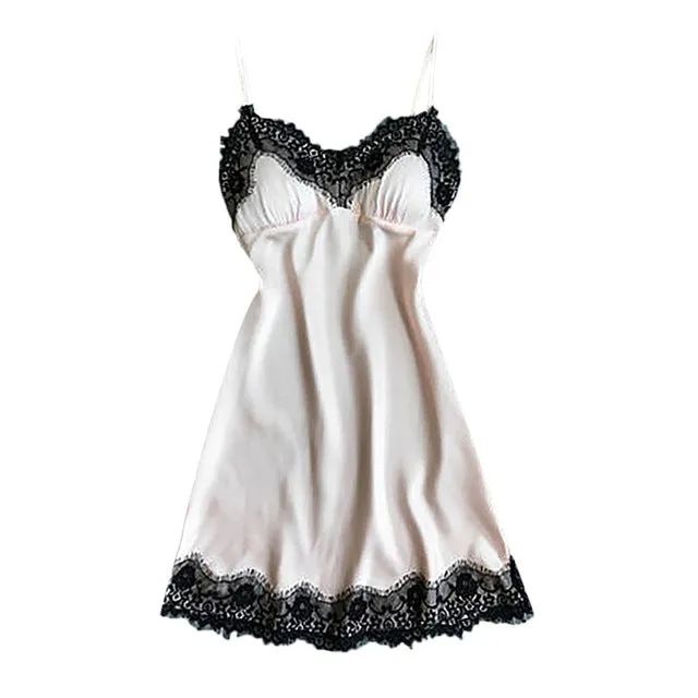 Women's sleepwear Lace Lingerie Silk NightDress