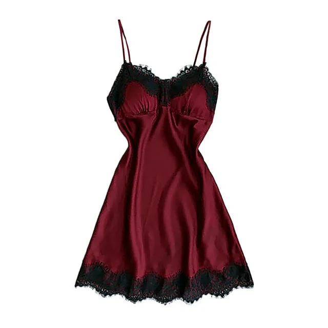 Women's sleepwear Lace Lingerie Silk NightDress