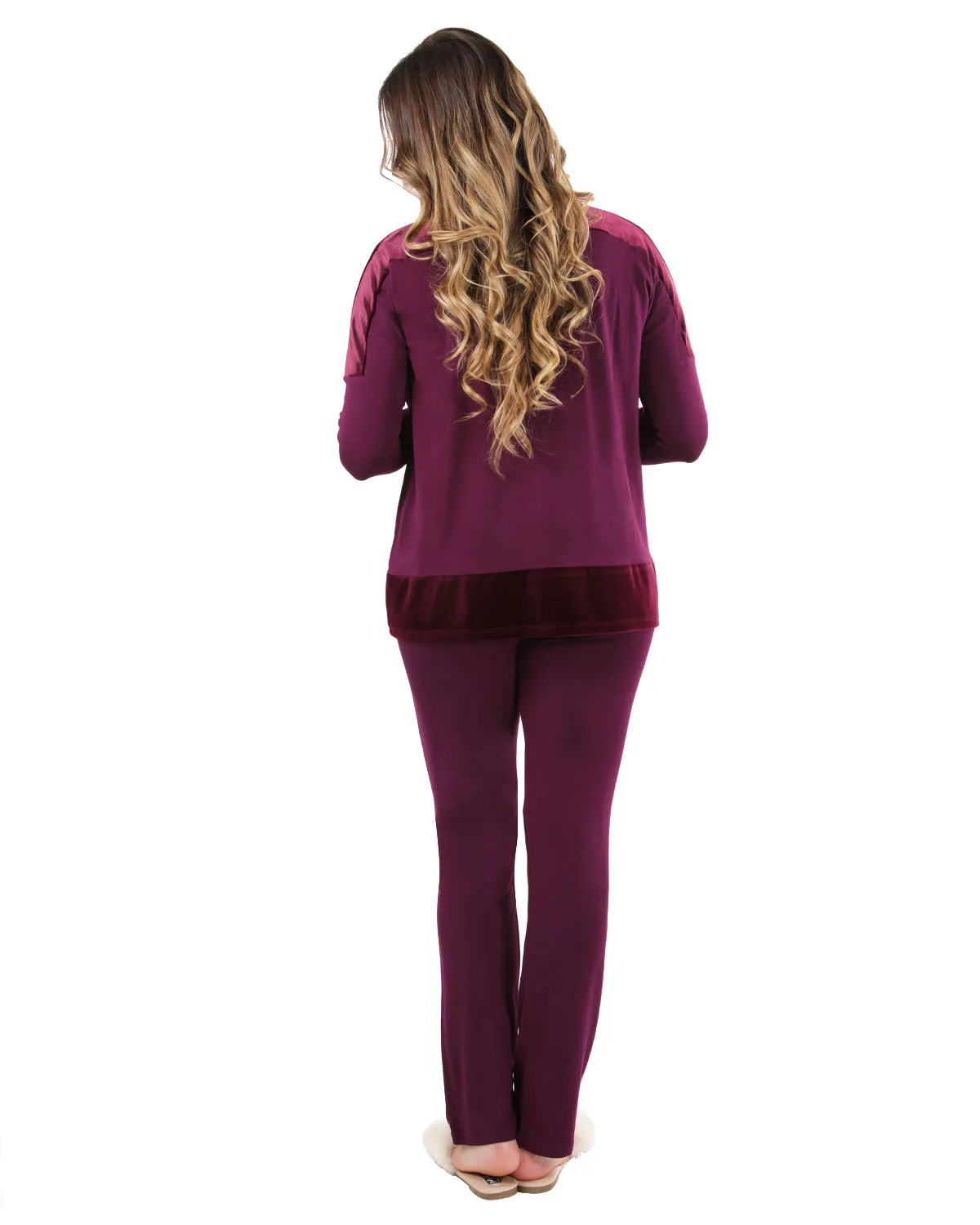 Women's Velour Luxe Frosted Trim Ultra-Soft Pajama Set