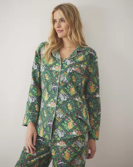 Woodland Critters - Tall Lightweight Flannel Long PJ Set - Fern