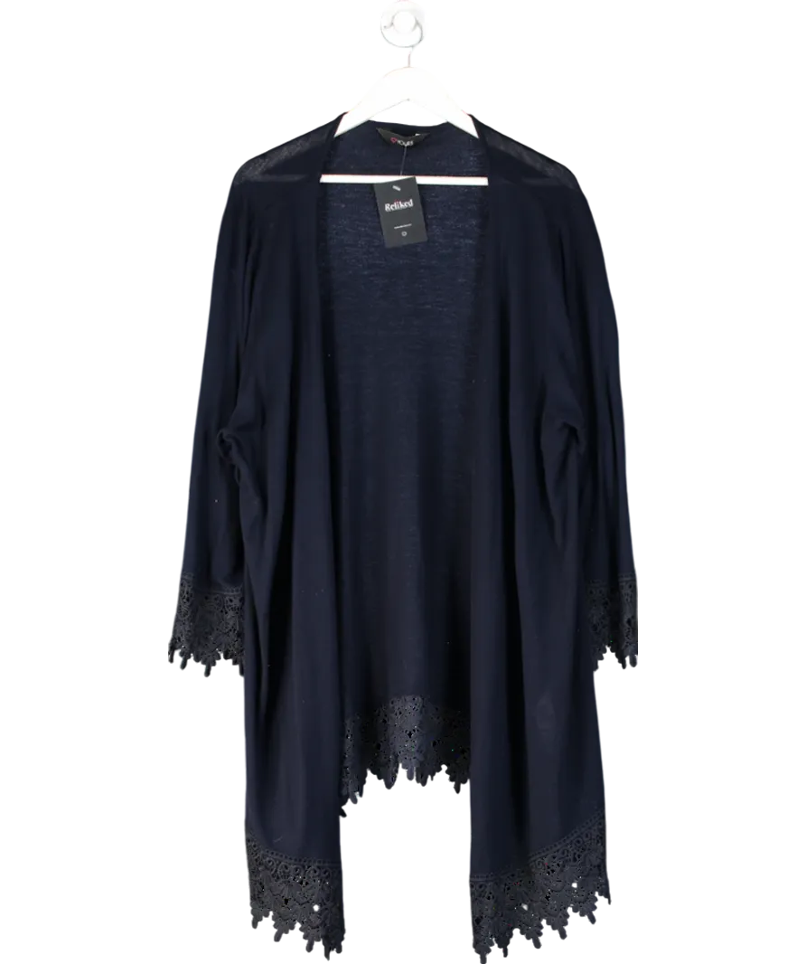 Yours Blue Lace Trimmed Open Cardigan UK 26-28