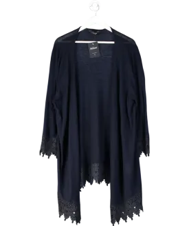Yours Blue Lace Trimmed Open Cardigan UK 26-28
