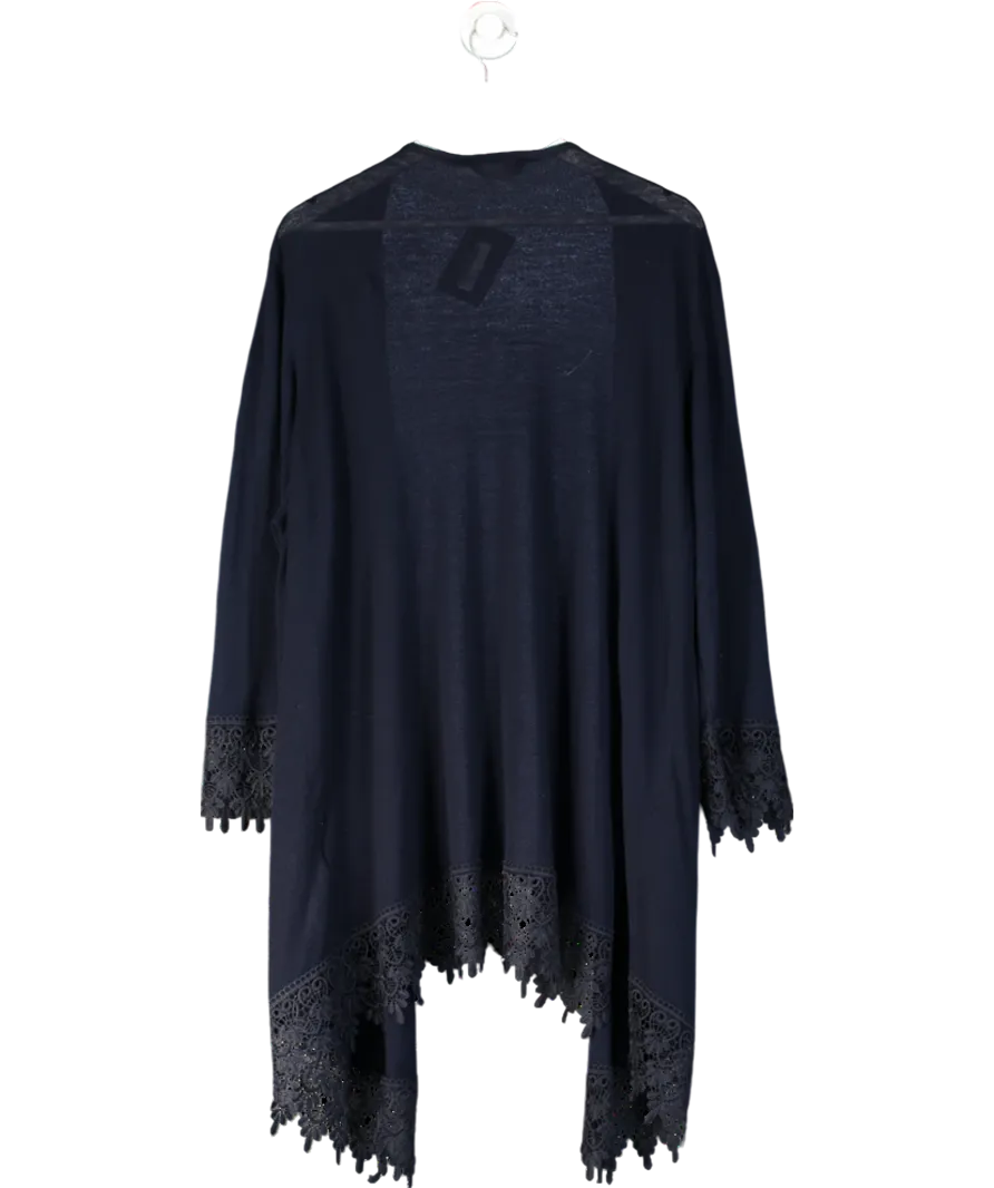 Yours Blue Lace Trimmed Open Cardigan UK 26-28